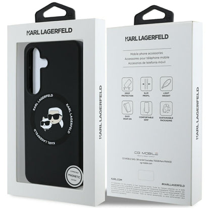 MagSafe hoesje voor Samsung Galaxy S25 S931, Karl Lagerfeld, Silicone Double Heads, Zwart