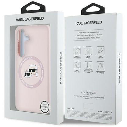 MagSafe hoes voor Samsung Galaxy S25 S931, Karl Lagerfeld, Silicone Double Heads, Roze
