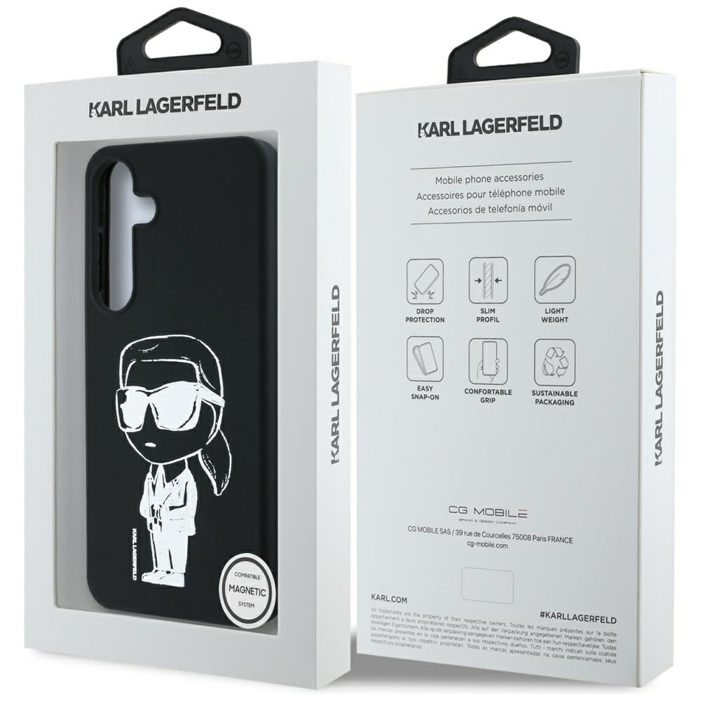 MagSafe hoesje voor Samsung Galaxy S25 S931, Karl Lagerfeld, Silicone Graffiti, Zwart