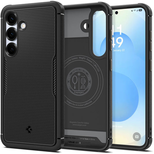 MagSafe hoes voor Samsung Galaxy S25 S931, Spigen, Core Armor, Matzwart