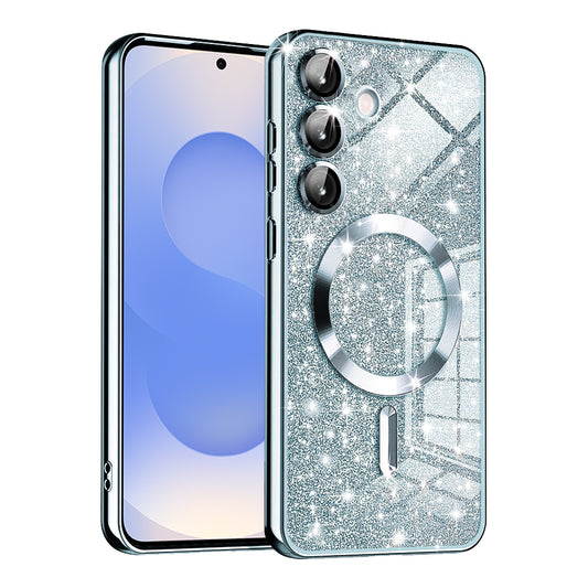 MagSafe-hoes voor Samsung Galaxy S25 S931, Techsuit, Luxury Glitter, Blauw