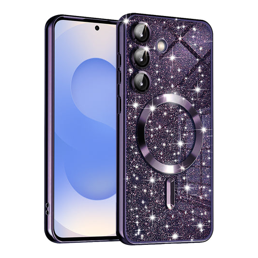 MagSafe-hoesje voor Samsung Galaxy S25 S931, Techsuit, Luxury Glitter, Donkerpaars