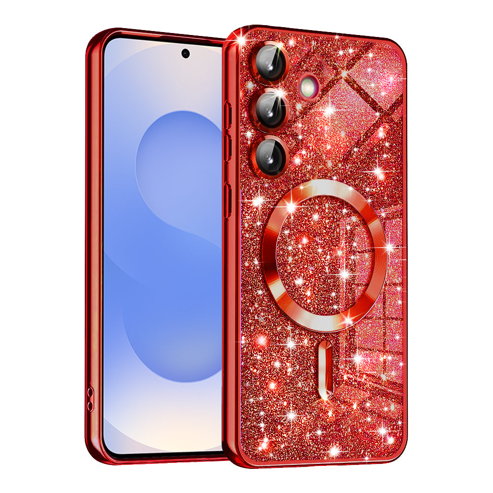 MagSafe-hoesje voor Samsung Galaxy S25 S931, Techsuit, Luxury Glitter, Rood