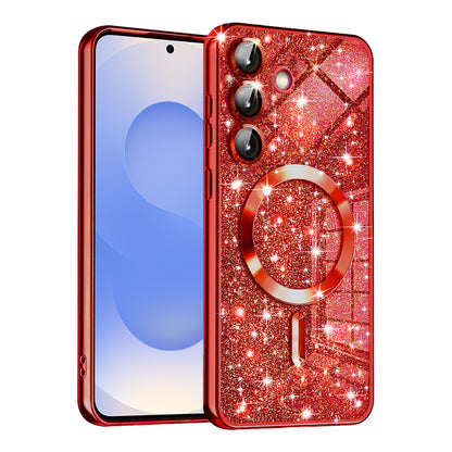 MagSafe-hoesje voor Samsung Galaxy S25 S931, Techsuit, Luxury Glitter, Rood