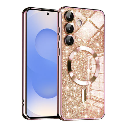 MagSafe Case for Samsung Galaxy S25 S931, Techsuit, Luxury Glitter, Rose Gold