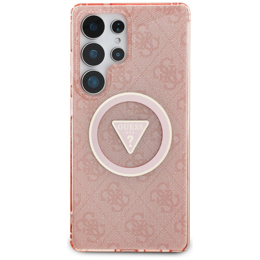 MagSafe hoesje voor Samsung Galaxy S25 Ultra S938, Guess, IML Glitter 4G Circle Triangle, Roze