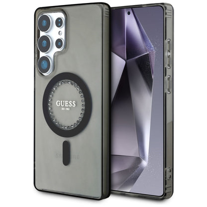 MagSafe hoesje voor Samsung Galaxy S25 Ultra S938, Guess, IML Rhinestone, Zwart