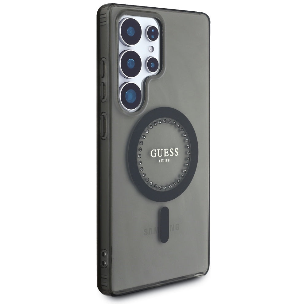 MagSafe hoesje voor Samsung Galaxy S25 Ultra S938, Guess, IML Rhinestone, Zwart