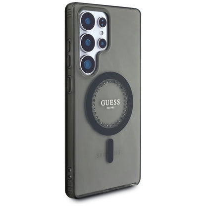 MagSafe hoesje voor Samsung Galaxy S25 Ultra S938, Guess, IML Rhinestone, Zwart