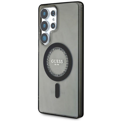 MagSafe hoesje voor Samsung Galaxy S25 Ultra S938, Guess, IML Rhinestone, Zwart