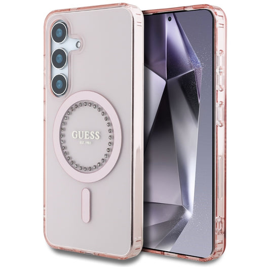 MagSafe hoesje voor Samsung Galaxy S25 S931, Guess, IML Rhinestone, Roze