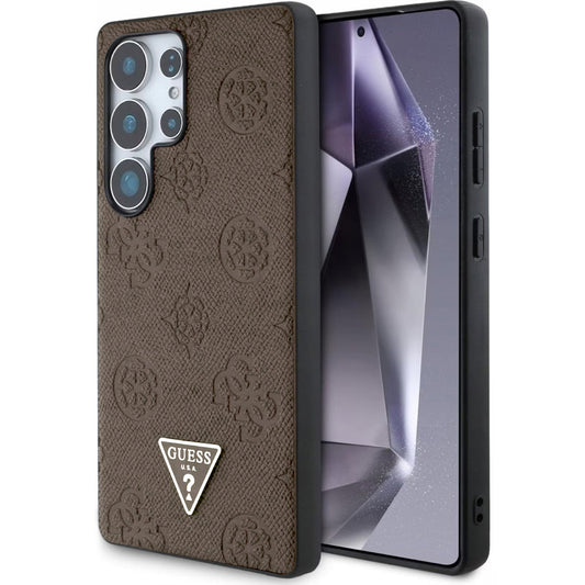 MagSafe hoes voor Samsung Galaxy S25 Ultra S938, Guess, Peony Grained Hot Stamp Triangle, Bruin