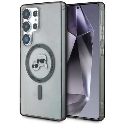 MagSafe hoesje voor Samsung Galaxy S25 Ultra S938, Karl Lagerfeld, IML Metal Karl & Choupette's Heads, Zwart