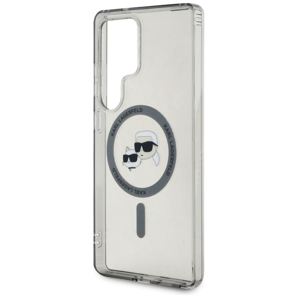 MagSafe hoesje voor Samsung Galaxy S25 Ultra S938, Karl Lagerfeld, IML Metal Karl & Choupette's Heads, Zwart
