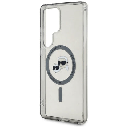 MagSafe hoesje voor Samsung Galaxy S25 Ultra S938, Karl Lagerfeld, IML Metal Karl & Choupette's Heads, Zwart