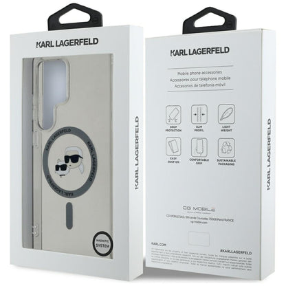 MagSafe hoesje voor Samsung Galaxy S25 Ultra S938, Karl Lagerfeld, IML Metal Karl & Choupette's Heads, Zwart