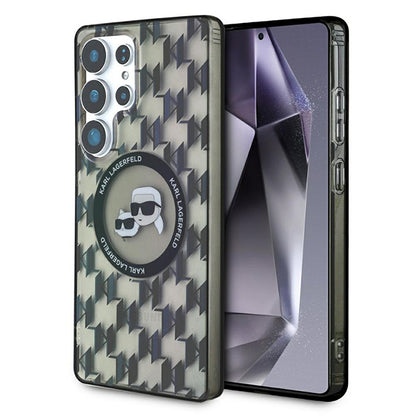 MagSafe hoesje voor Samsung Galaxy S25 Ultra S938, Karl Lagerfeld, IML Monogram Karl & Choupette's Heads, Zwart