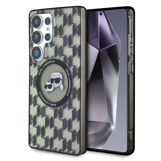 MagSafe hoesje voor Samsung Galaxy S25 Ultra S938, Karl Lagerfeld, IML Monogram Karl & Choupette's Heads, Zwart