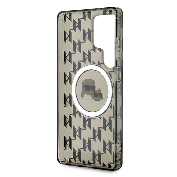 MagSafe hoesje voor Samsung Galaxy S25 Ultra S938, Karl Lagerfeld, IML Monogram Karl & Choupette's Heads, Zwart