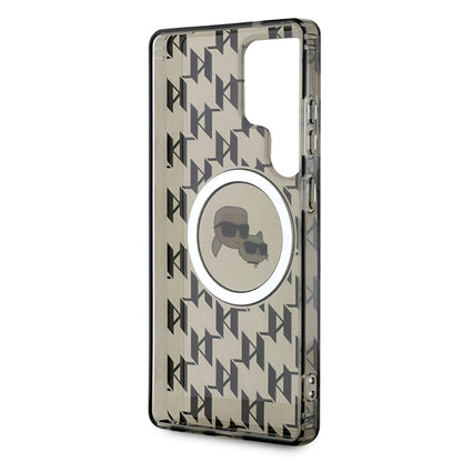 MagSafe hoesje voor Samsung Galaxy S25 Ultra S938, Karl Lagerfeld, IML Monogram Karl & Choupette's Heads, Zwart