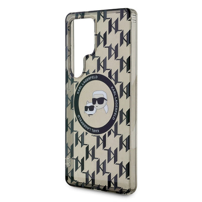 MagSafe hoesje voor Samsung Galaxy S25 Ultra S938, Karl Lagerfeld, IML Monogram Karl & Choupette's Heads, Zwart