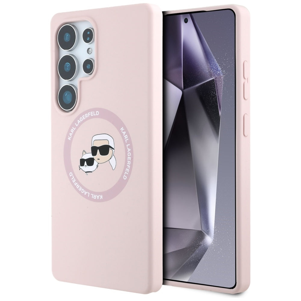 MagSafe hoesje voor Samsung Galaxy S25 Ultra S938, Karl Lagerfeld, Silicone Double Heads, Roze
