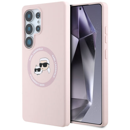 MagSafe hoesje voor Samsung Galaxy S25 Ultra S938, Karl Lagerfeld, Silicone Double Heads, Roze