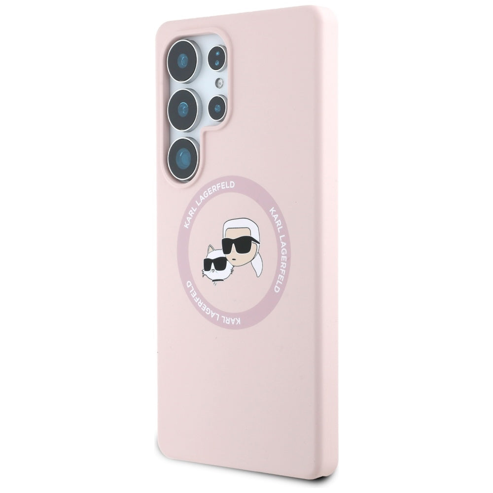 MagSafe hoesje voor Samsung Galaxy S25 Ultra S938, Karl Lagerfeld, Silicone Double Heads, Roze