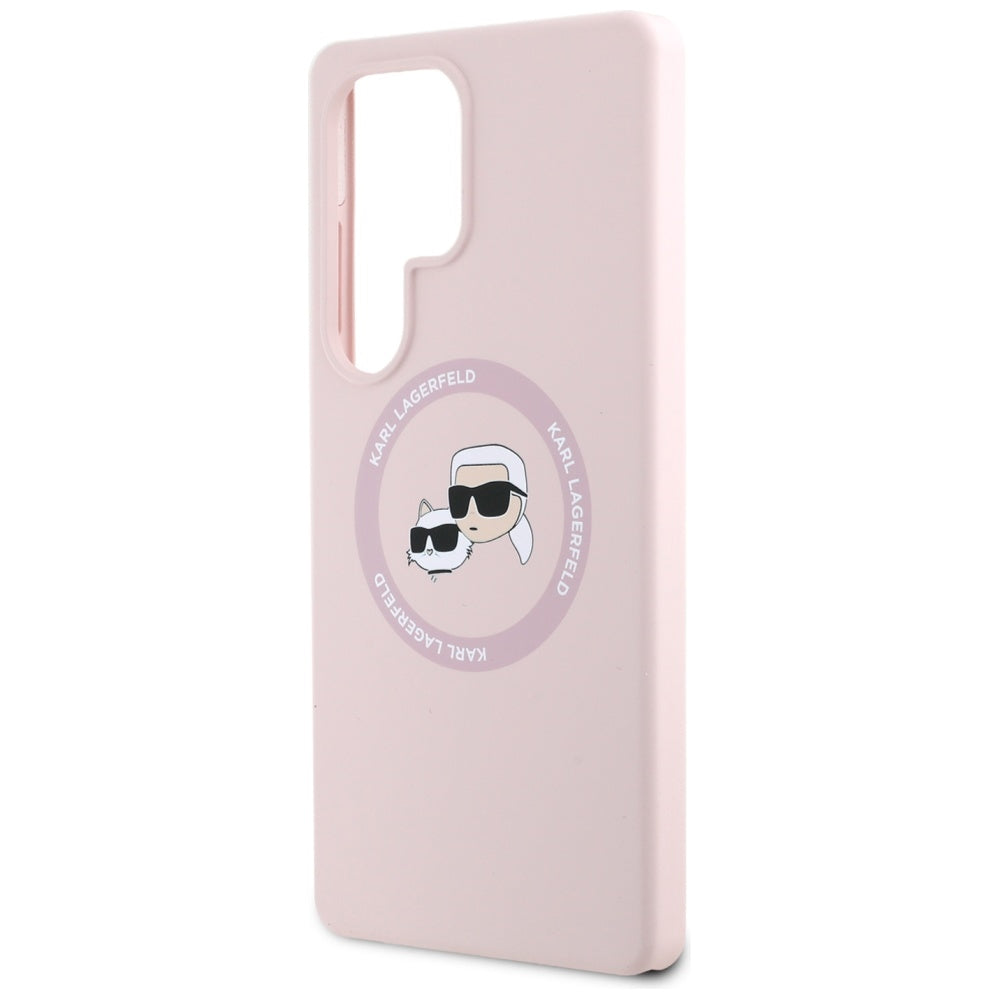 MagSafe hoesje voor Samsung Galaxy S25 Ultra S938, Karl Lagerfeld, Silicone Double Heads, Roze