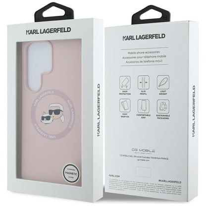 MagSafe hoesje voor Samsung Galaxy S25 Ultra S938, Karl Lagerfeld, Silicone Double Heads, Roze