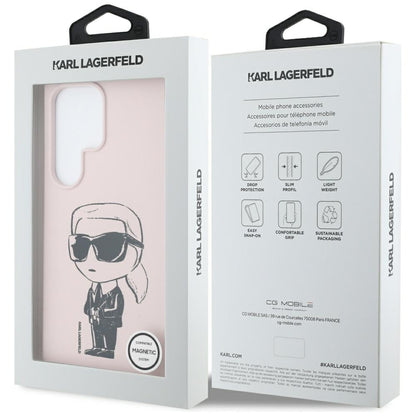 MagSafe hoesje voor Samsung Galaxy S25 Ultra S938, Karl Lagerfeld, Silicone Graffiti, Roze