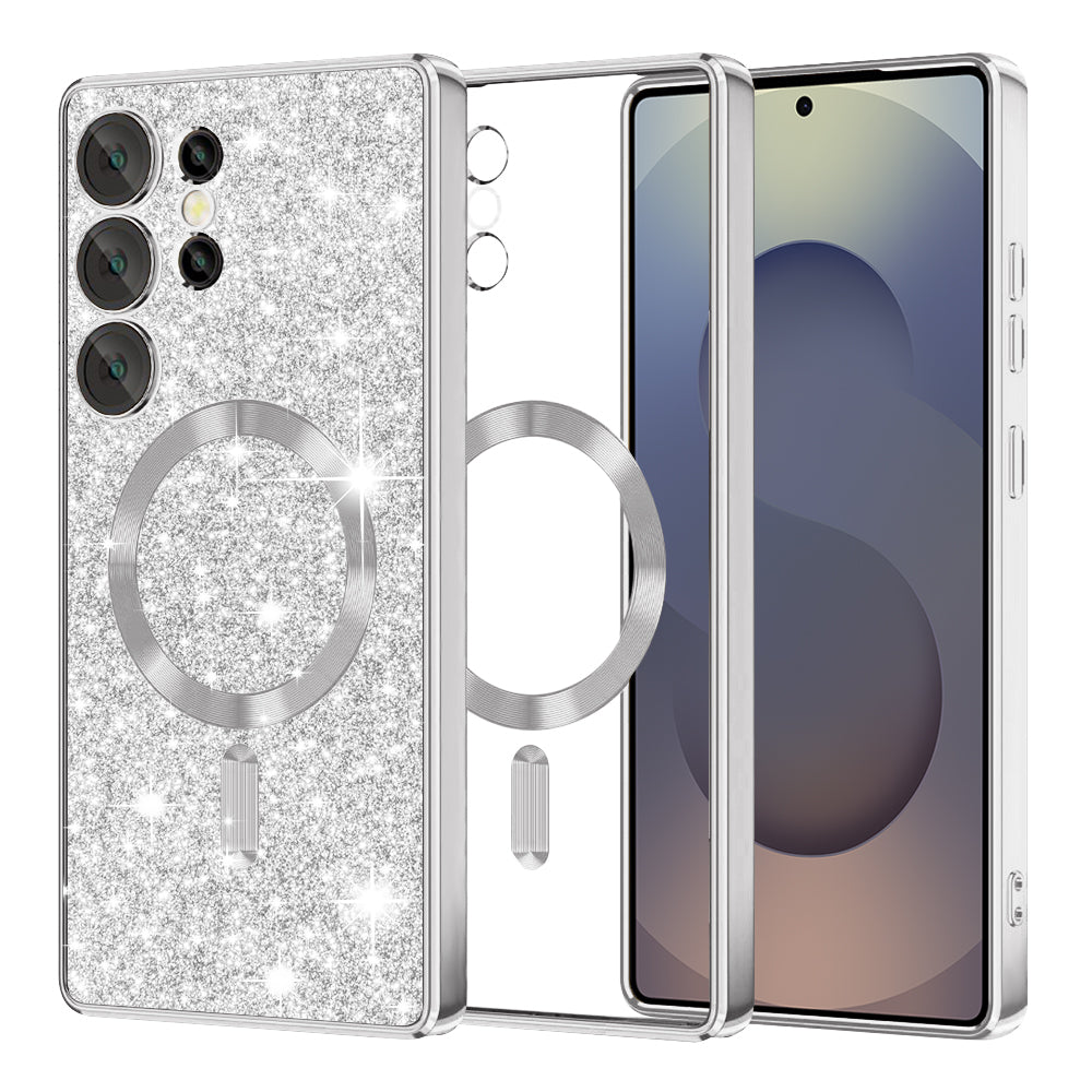 MagSafe-hoesje voor Samsung Galaxy S25 Ultra S938, Techsuit, Luxury Glitter, Zilver