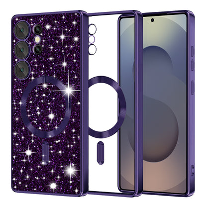 MagSafe-hoesje voor Samsung Galaxy S25 Ultra S938, Techsuit, Luxury Glitter, Donkerpaars