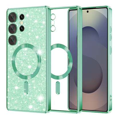 MagSafe-hoes voor Samsung Galaxy S25 Ultra S938, Techsuit, Luxury Glitter, Lichtgroen