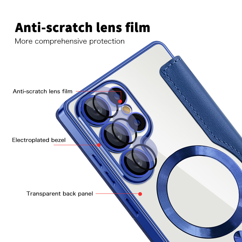 MagSafe-hoes voor Samsung Galaxy S25 Ultra S938, Techsuit, SmartMag Book, Blauw