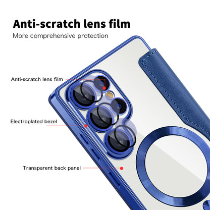 MagSafe-hoes voor Samsung Galaxy S25 Ultra S938, Techsuit, SmartMag Book, Blauw