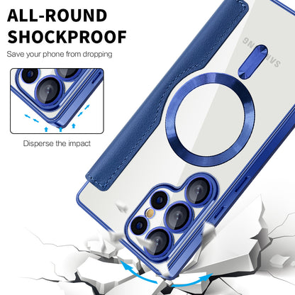 MagSafe-hoes voor Samsung Galaxy S25 Ultra S938, Techsuit, SmartMag Book, Blauw