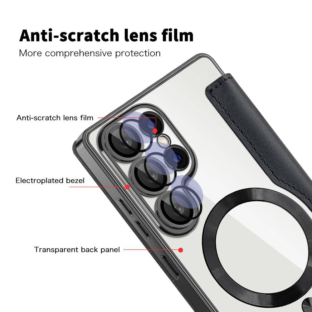 MagSafe-hoes voor Samsung Galaxy S25 Ultra S938, Techsuit, SmartMag Book, Zwart
