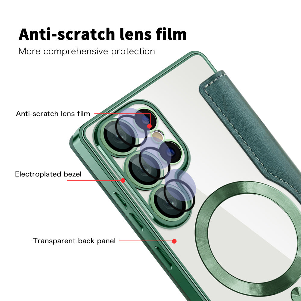 MagSafe-hoes voor Samsung Galaxy S25 Ultra S938, Techsuit, SmartMag Book, Groen