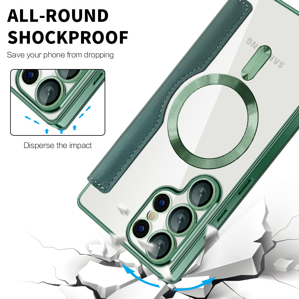 MagSafe-hoes voor Samsung Galaxy S25 Ultra S938, Techsuit, SmartMag Book, Groen