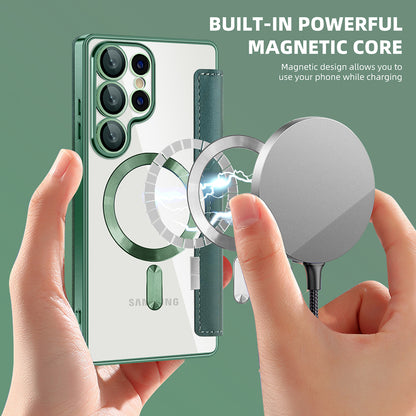 MagSafe-hoes voor Samsung Galaxy S25 Ultra S938, Techsuit, SmartMag Book, Groen