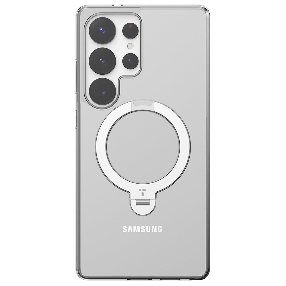 MagSafe hoesje voor Samsung Galaxy S25 Ultra S938, Torras, Ostand Spin, Transparant