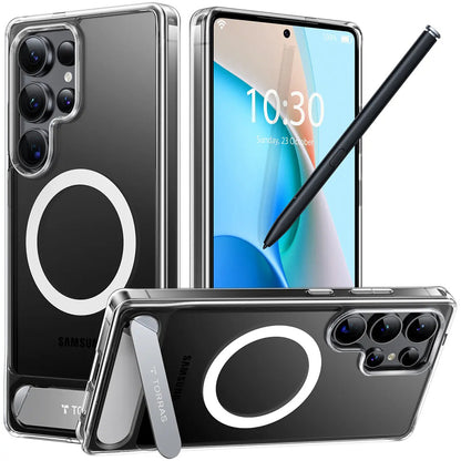 MagSafe hoes voor Samsung Galaxy S25 Ultra S938, Torras, Pstand, Transparant