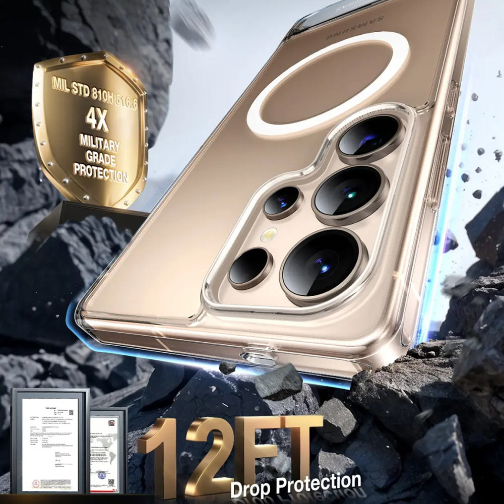 MagSafe hoes voor Samsung Galaxy S25 Ultra S938, Torras, Pstand, Transparant