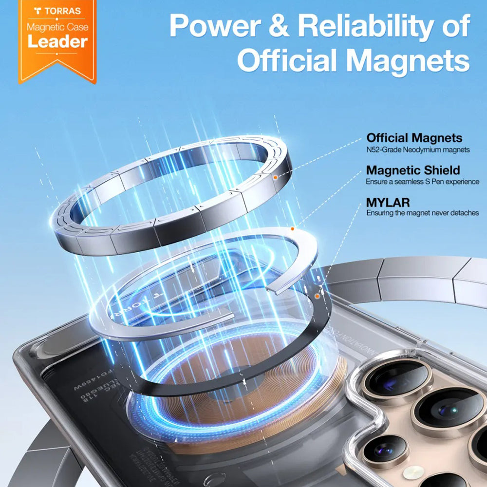 MagSafe hoes voor Samsung Galaxy S25 Ultra S938, Torras, Pstand, Transparant