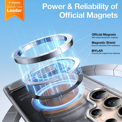 MagSafe hoes voor Samsung Galaxy S25 Ultra S938, Torras, Pstand, Transparant