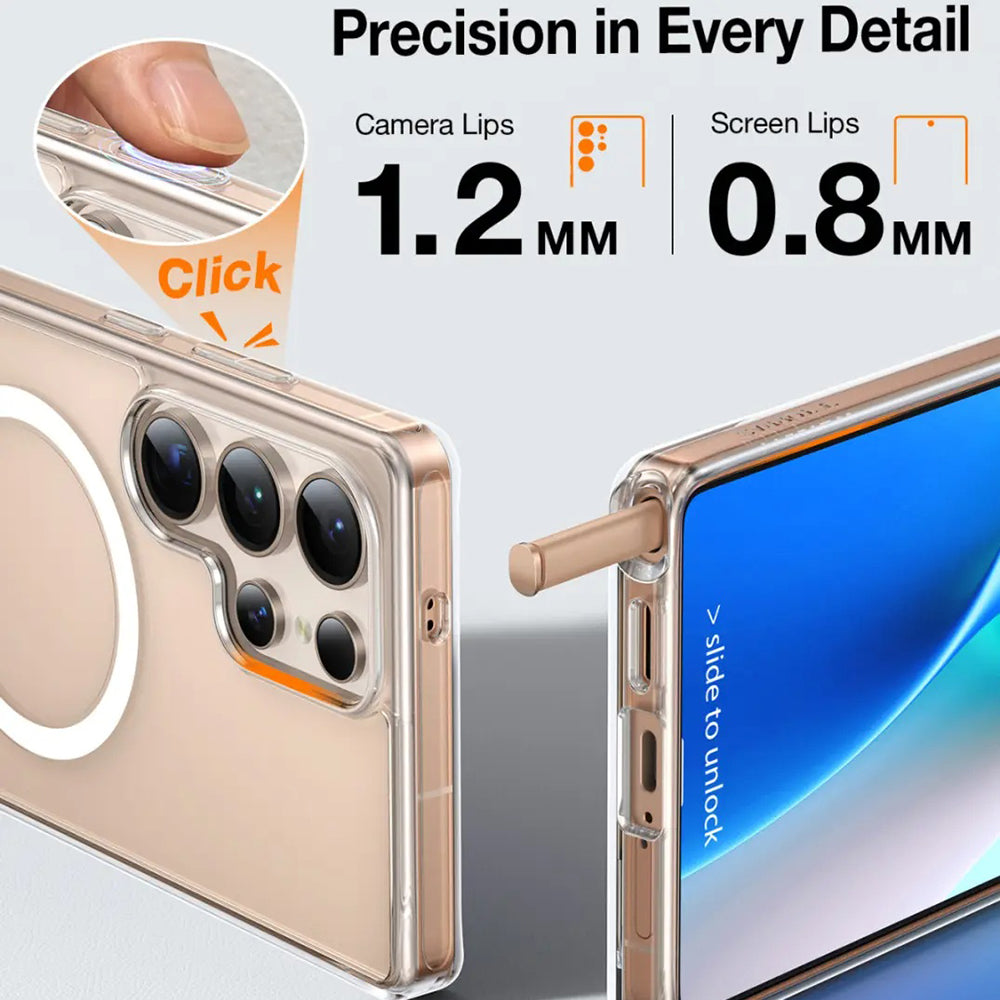 MagSafe hoes voor Samsung Galaxy S25 Ultra S938, Torras, Pstand, Transparant