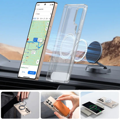 MagSafe hoes voor Samsung Galaxy S25 Ultra S938, Torras, Pstand, Transparant