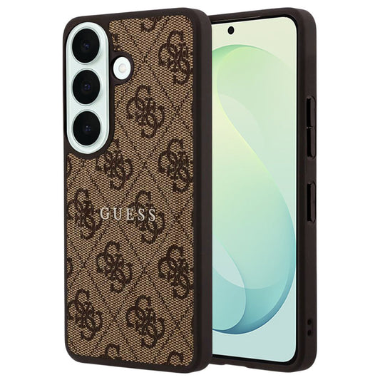 MagSafe-hoesje voor Samsung Galaxy S26 FE S741, Guess, 4G Embossed Ring Classic Logo, bruin