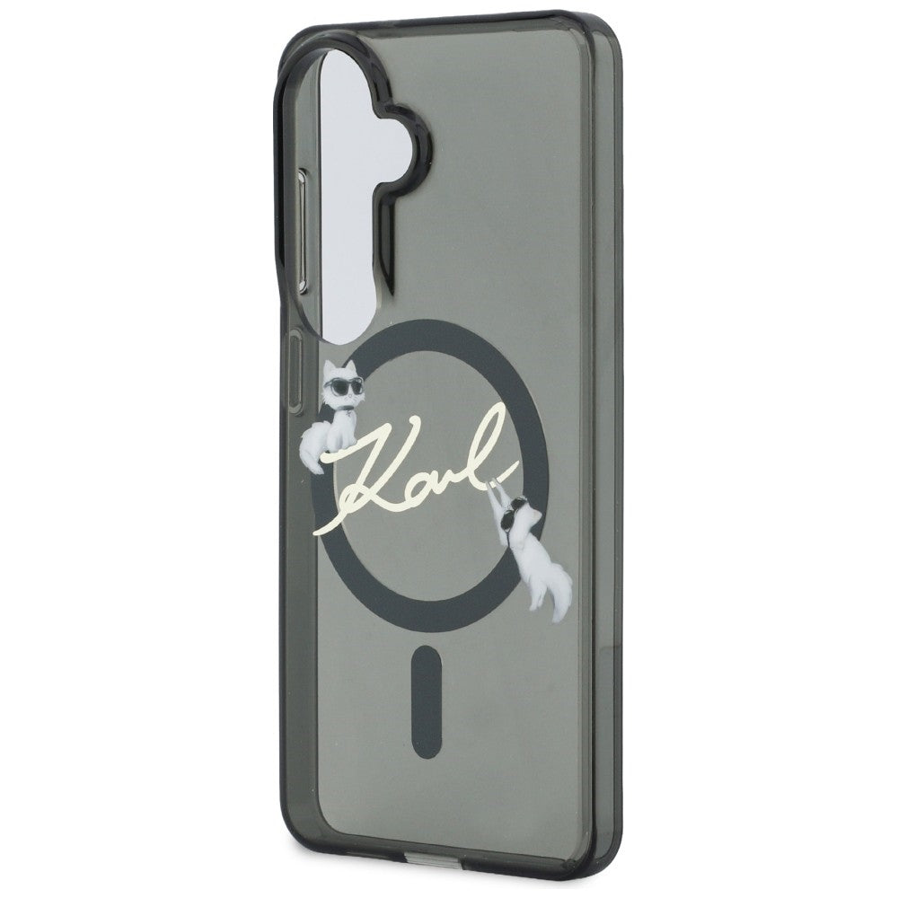 MagSafe-hoes voor Samsung Galaxy S26 Plus S947, Karl Lagerfeld, IML Choupette Karl Script Logo, Zwart